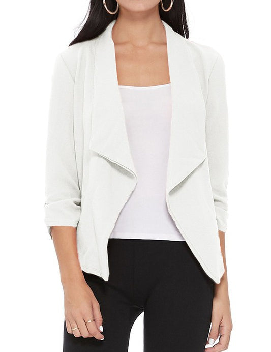 Casual, solid, waist length, blazer jacket