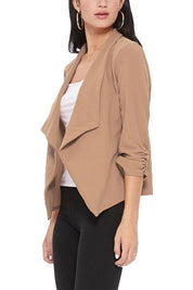 Women's Ruched Sleeve Casual Blazer Jacket