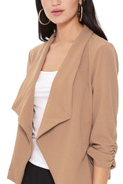 Women's Ruched Sleeve Casual Blazer Jacket