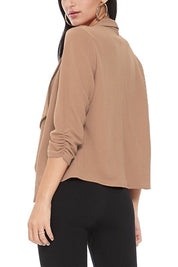 Women's Ruched Sleeve Casual Blazer Jacket