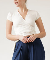 Women's Bamboo Wrap Crop Cap Sleeve