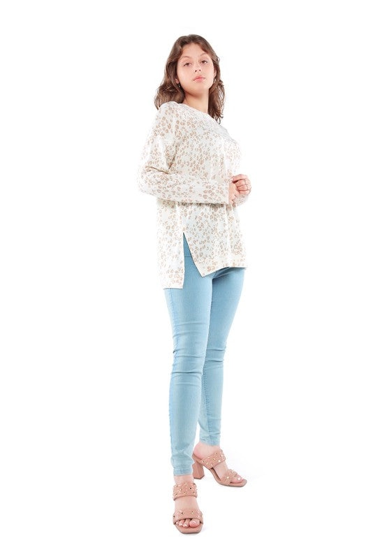 Women's Relaxed Fit Printed Fleece Tunic Top