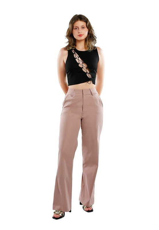 Women's Flared High Waist Trousers