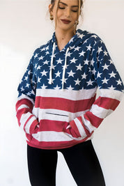 Unisex USA Flag Tailgate Hoodie with Beverage Holder