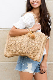 Women's Woven Straw Tote Bag for Travel