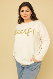 Plus Size Women's Relaxed Cheers Pullover Sweater