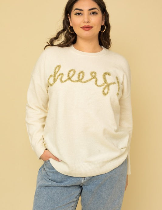 Plus Size Women's Relaxed Cheers Pullover Sweater