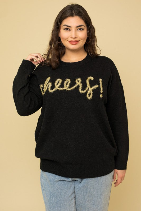 Plus Size Women's Relaxed Cheers Pullover Sweater