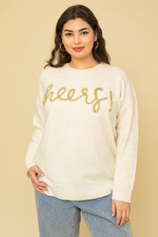 Plus Size Women's Relaxed Cheers Pullover Sweater