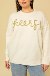 Plus Size Women's Relaxed Cheers Pullover Sweater