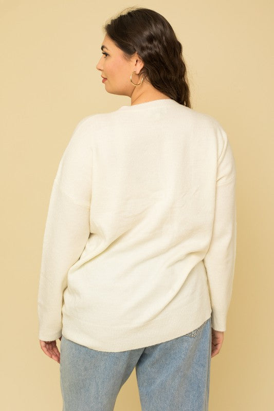 Plus Size Women's Relaxed Cheers Pullover Sweater