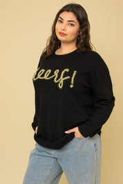 Plus Size Women's Relaxed Cheers Pullover Sweater