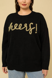 Plus Size Women's Relaxed Cheers Pullover Sweater