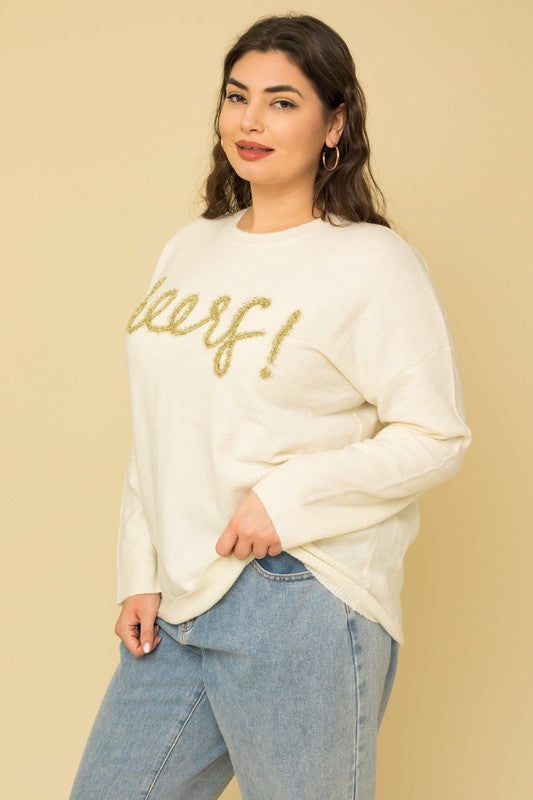 Plus Size Women's Relaxed Cheers Pullover Sweater