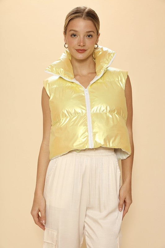 Metallic puffer vest