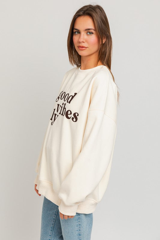 Women's Oversized Letter Embroidery Sweatshirt