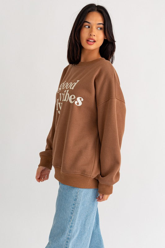 Women's Oversized Letter Embroidery Sweatshirt