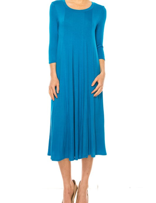 Women's A-Line Jersey Knit Dress with Paneled Detail