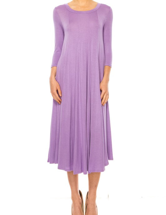 Women's A-Line Jersey Knit Dress with Paneled Detail