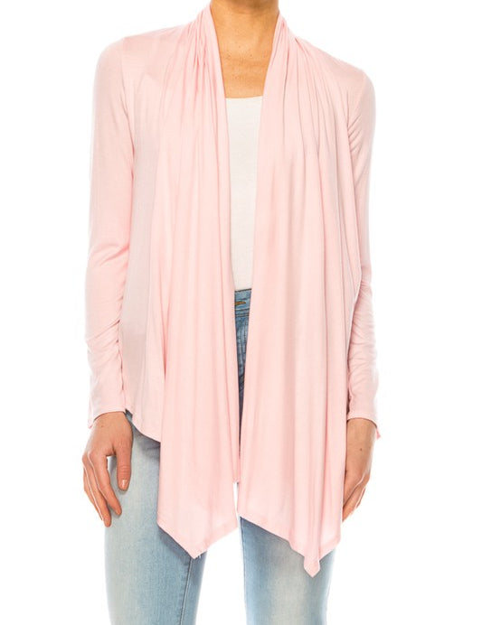 Solid, waist length cardigan in a relax fit