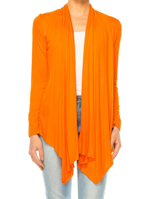 Solid, waist length cardigan in a relax fit