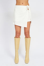 Women's Ruched Mini Skirt with Side Slit