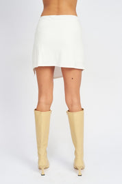 Women's Ruched Mini Skirt with Side Slit