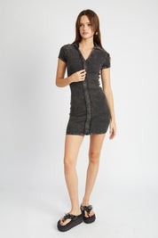 Women's Fitted Mini Dress with Exposed Seams