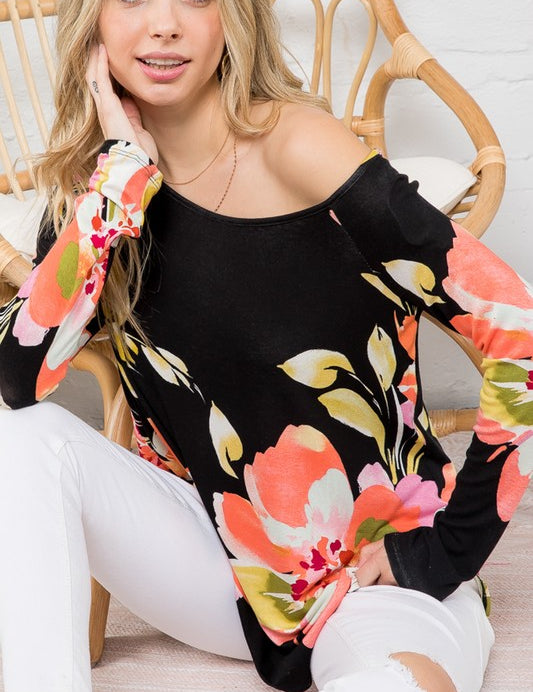 Women's Floral One Shoulder Top