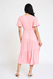 Women's Flowy Tiered Dress with Diagonal Design