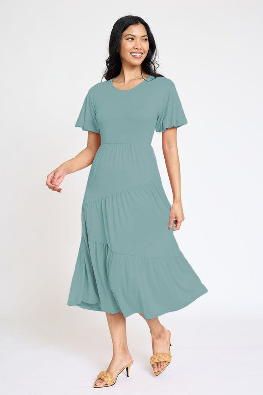 Women's Plus Size Diagonal Tiered Flowy Dress