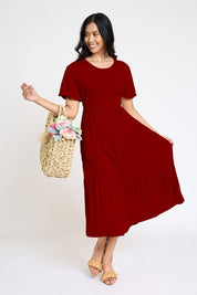 Women's Flowy Tiered Dress with Diagonal Design