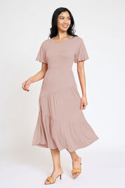 Women's Flowy Tiered Dress with Diagonal Design