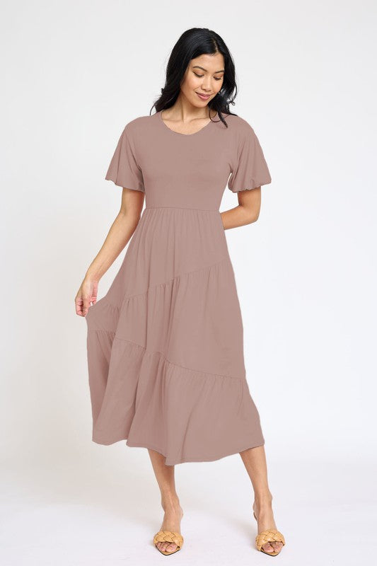 Women's Plus Size Diagonal Tiered Flowy Dress