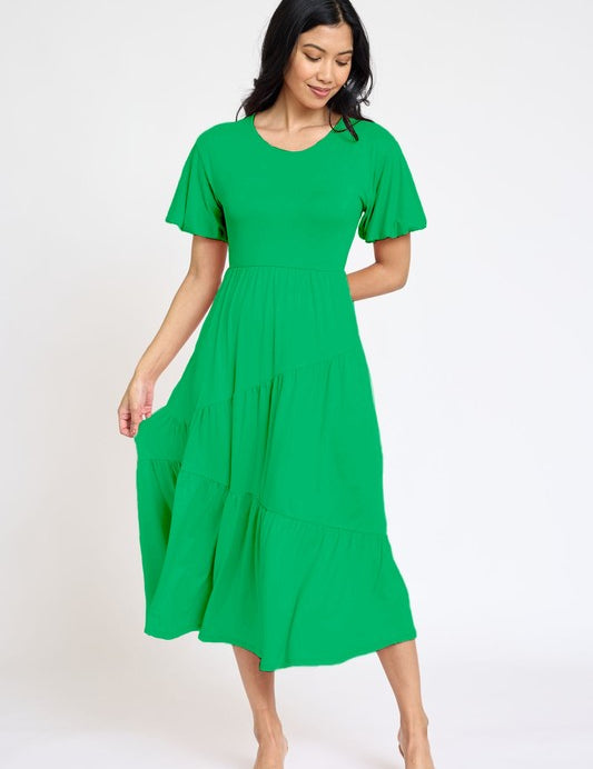 Women's Flowy Tiered Dress with Diagonal Design