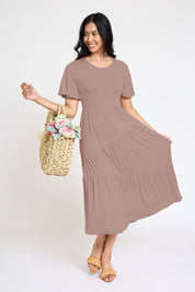 Women's Plus Size Diagonal Tiered Flowy Dress