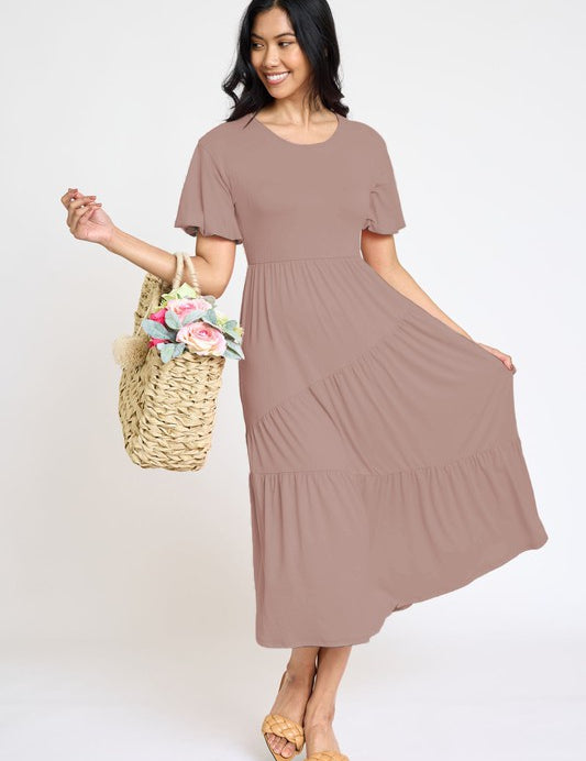 Women's Plus Size Diagonal Tiered Flowy Dress