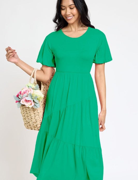 Women's Plus Size Diagonal Tiered Flowy Dress