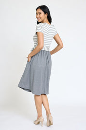 Women's Short Sleeve Stripe Sash Dress