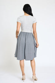 Women's Short Sleeve Stripe Sash Dress