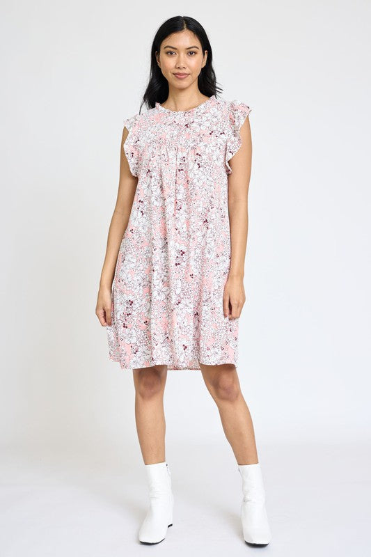 Women's Spring Ruffle Hem Shift Dress