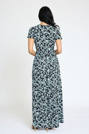 Women's Ivory Paisley Spring Pattern Surplice Maxi Dress