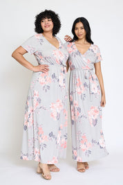 Women's Plus Floral Surplice Maxi Dress with Sash