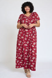 Women's Plus Floral Surplice Maxi Dress with Sash