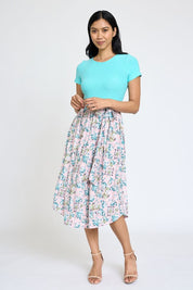 Women's Short Sleeve Floral Midi Dress