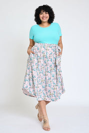 Women's Plus Floral Short Sleeve Midi Dress