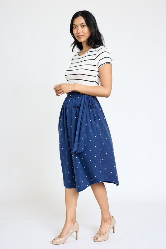 Short Sleeve Sash Midi Dress