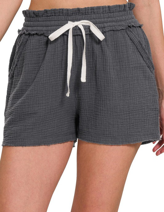 Double Elasticband Drawstring Waist Shorts