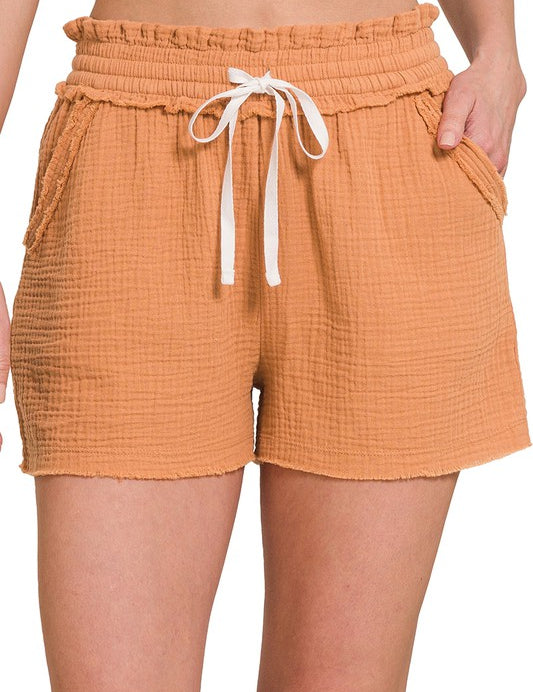 Double Elasticband Drawstring Waist Shorts