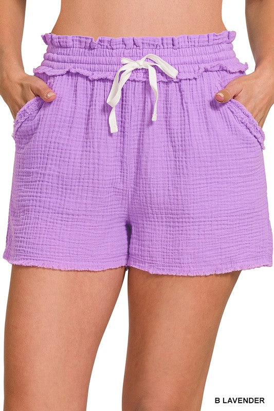 Double Elasticband Drawstring Waist Shorts